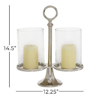 Stella & Eve Aluminum Hurricane Candle Holder with Textured Glass