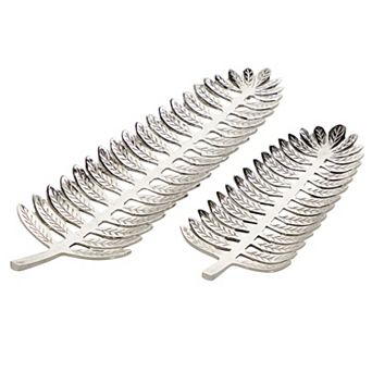 Stella & Eve Aluminum Leaf Decorative Tray 2 pc Set