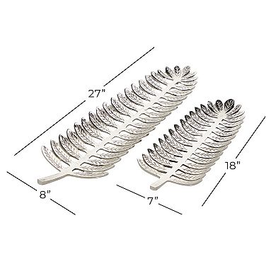 Stella & Eve Aluminum Leaf Decorative Tray 2-piece Set