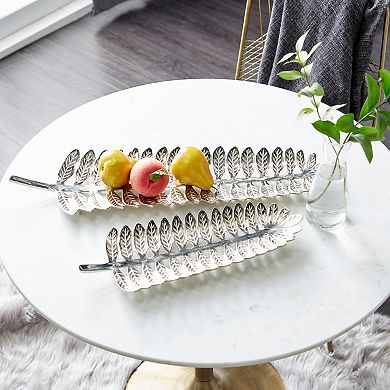 Stella & Eve Aluminum Leaf Decorative Tray 2-piece Set