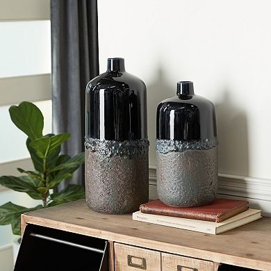 Stella & Eve Black Glazed Ceramic Vase 2-piece Set
