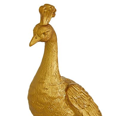 Stella & Eve Gold Polyresin Peacock Sculpture 2-piece Set