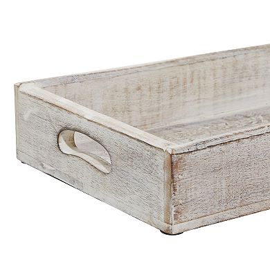 Stella & Eve Distressed White Wood Tray 3-piece Set