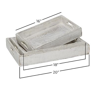 Stella & Eve Distressed White Wood Tray 3-piece Set