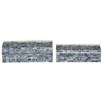 Stella & Eve Blue Shell Mosaic Wood Box 2 pc Set