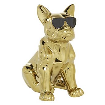 CosmoLiving by Cosmopolitan Gold Ceramic Glam Dog Sculpture
