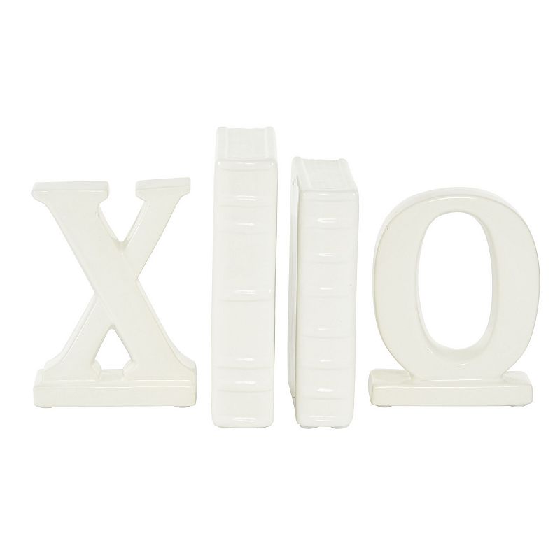 Stella & Eve White Glossy X & O Ceramic Bookend Set
