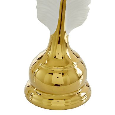 Stella & Eve White & Gold Ceramic Feather Table Décor 2-piece Set
