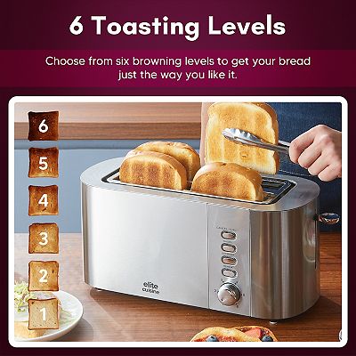 Elite Gourmet ETO4510B Four grille-pain à convection à double porte française à 4 boutons de