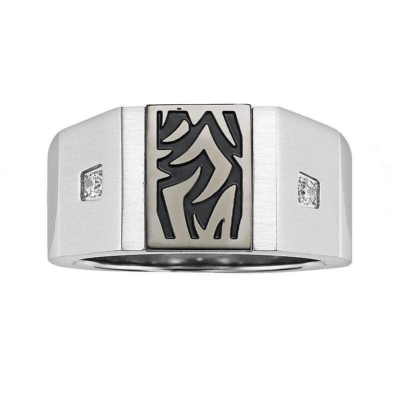 90171567 AXL Stainless Steel Diamond Accent Tattoo Ring - M sku 90171567