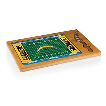 Picnic Time Los Angeles Chargers Icon Glass Top Cutting Board & Knife Set