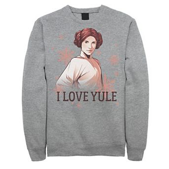 Men's Star Wars Leia I Love Yule Christmas Snowflake Sweatshirt