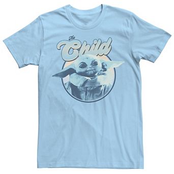 Men's Star Wars: The Mandalorian The Child Retro Portrait Blue Hue Tee