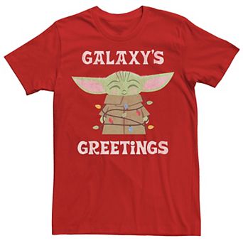 Men's Star Wars The Mandalorian Christmas Child Galaxy's Greetings Tee