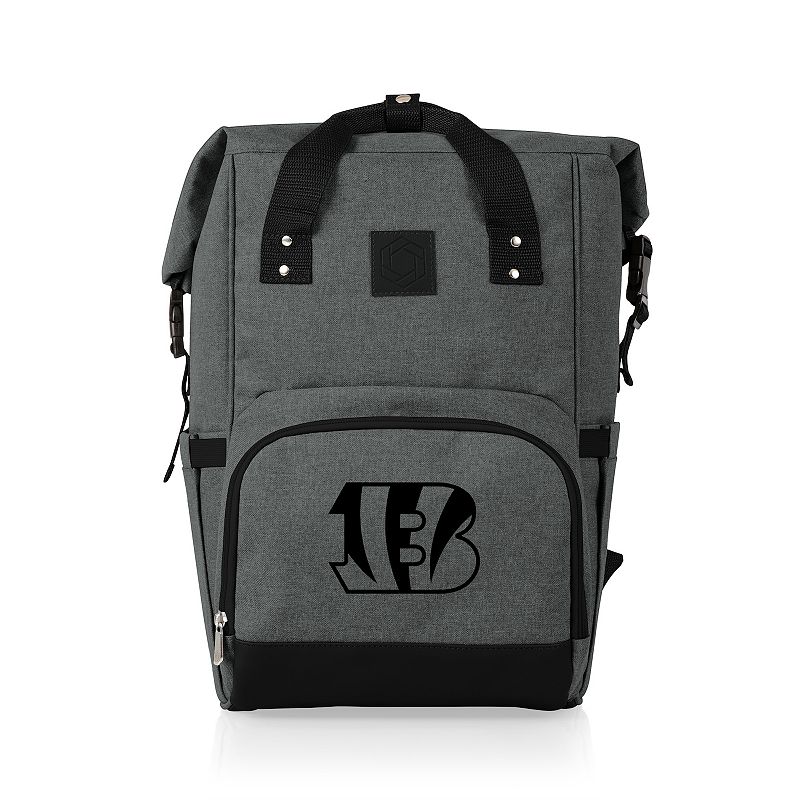 Picnic Time Cincinnati Bengals On The Go Roll-Top Cooler Backpack, Gray