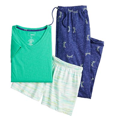 Women's Sonoma Goods For Life® 3-pc. Pajama Top, Pajama Pants and Pajama Shorts Set