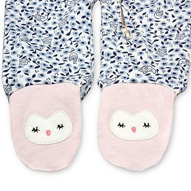 Baby Girl Fruit of the Loom Organic Cotton Zip Owls Sleep & Play
