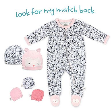 Baby Girl Fruit of the Loom Organic Cotton Zip Owls Sleep & Play