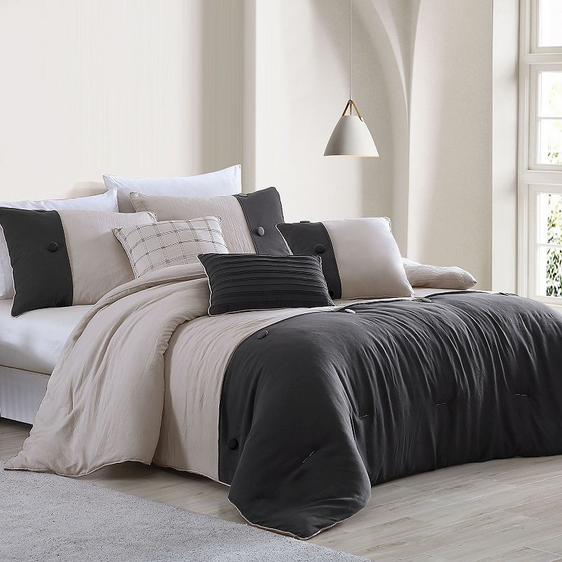 61718135 Tillman 6-Piece Enzyme Wash Comforter Set, Beig/Gr sku 61718135