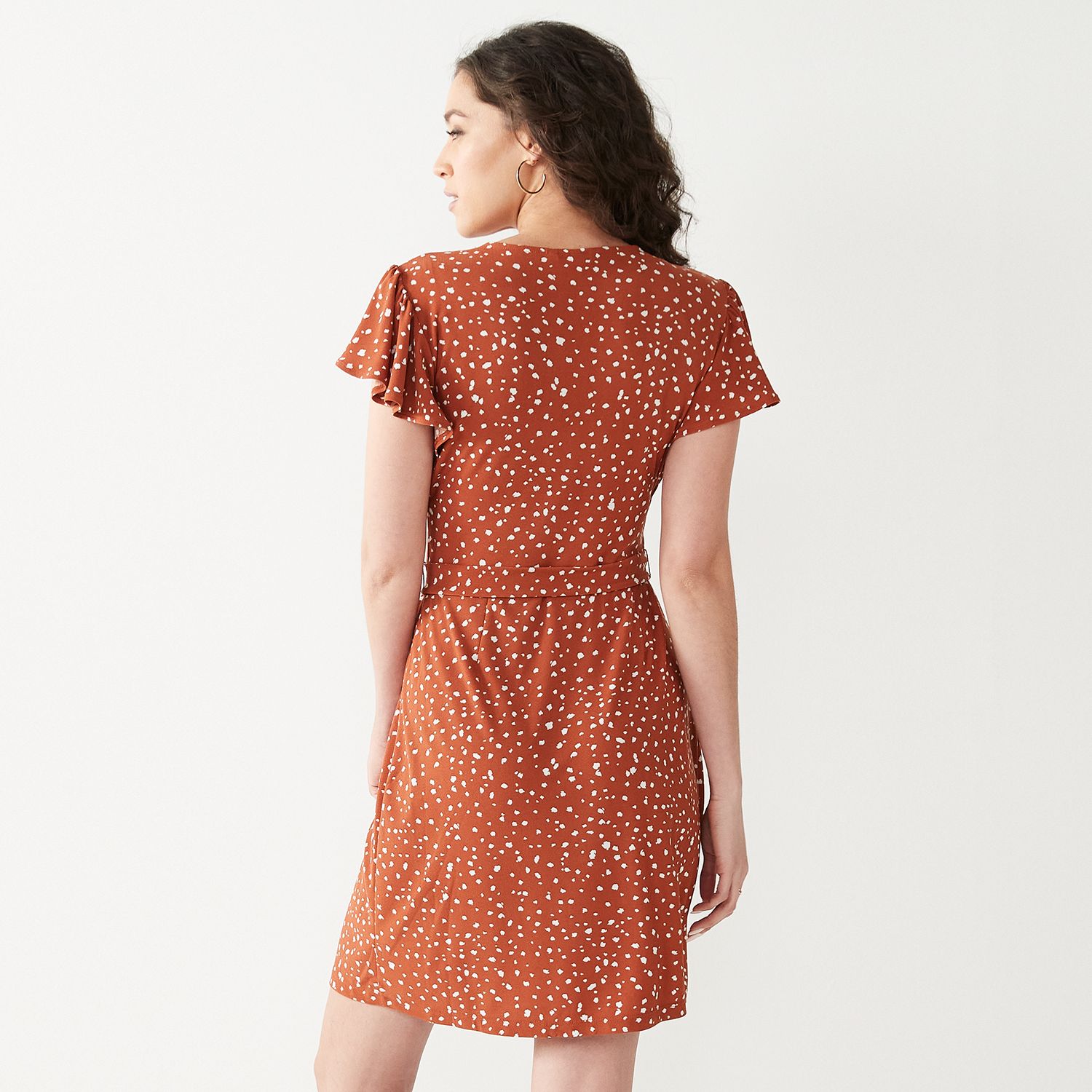 nine west flutter sleeve wrap dress