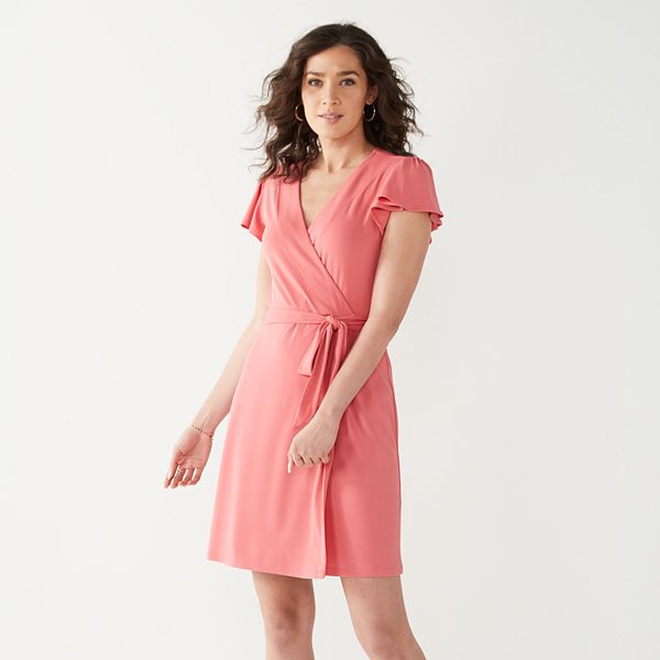 Women's Nine West Flutter-Sleeve Wrap Dress