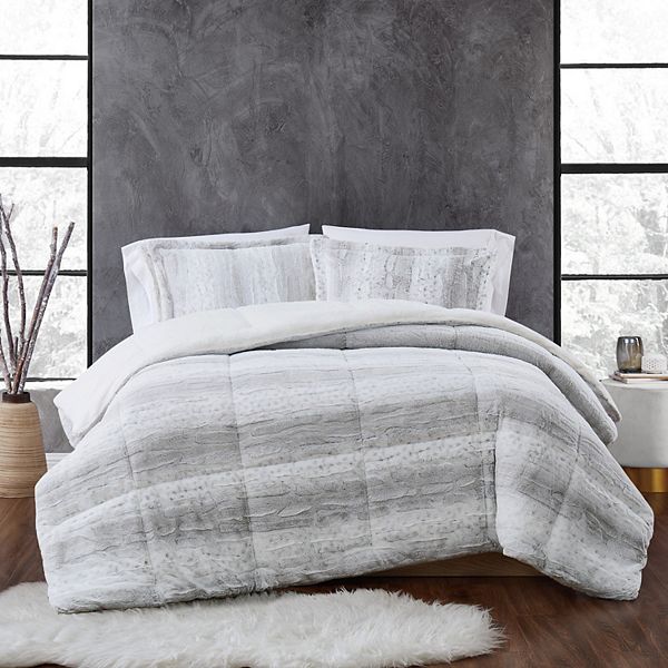 2pc Twin/Twin Extra Long Snow Leopard Comforter Set Gray - Christian Siriano