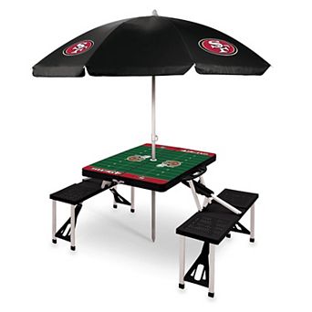 Picnic Time San Francisco 49ers Portable Folding Table with Umbrella
