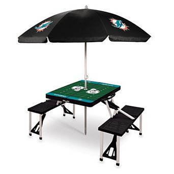 Picnic Time Miami Dolphins Portable Folding Table with Umbrella