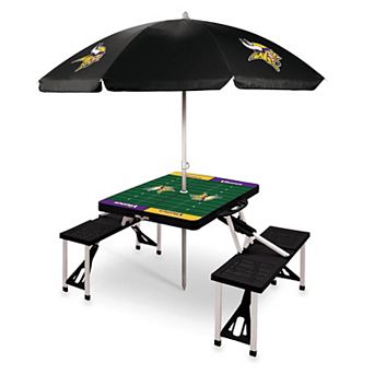 Picnic Time Minnesota Vikings Portable Folding Table with Umbrella