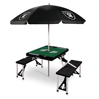 Picnic Time Las Vegas Raiders Portable Folding Table with Umbrella