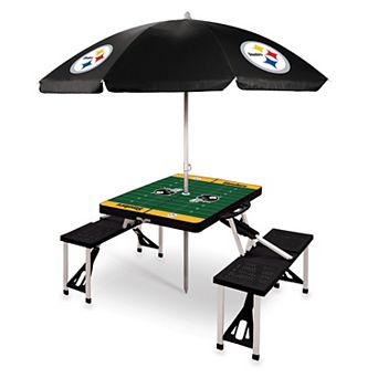 Picnic Time Pittsburgh Steelers Portable Folding Table with Umbrella