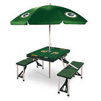 Picnic Time Green Bay Packers Portable Folding Table with Umbrella