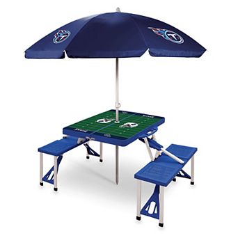 Picnic Time Tennessee Titans Portable Folding Table with Umbrella