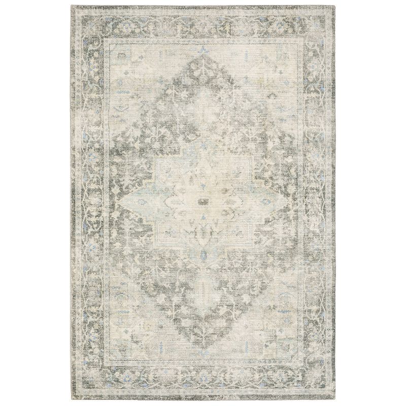 StyleHaven Sorrento Vintage Border Area Rug, Grey, 5X7 Ft