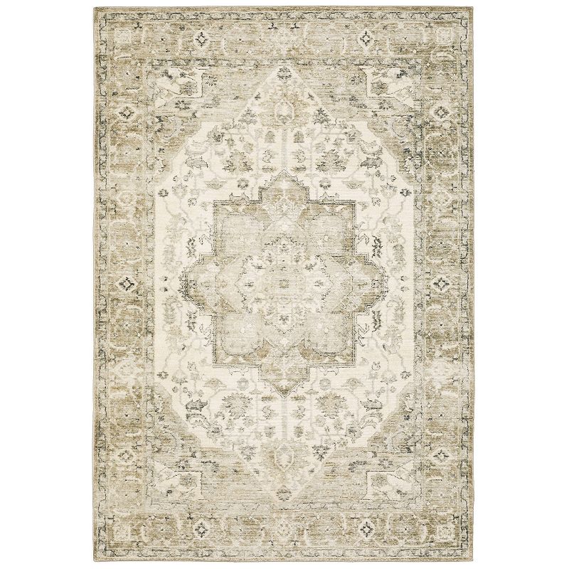 StyleHaven Sorrento Bohemian Medallion Area Rug, Beig/Green, 5X7 Ft