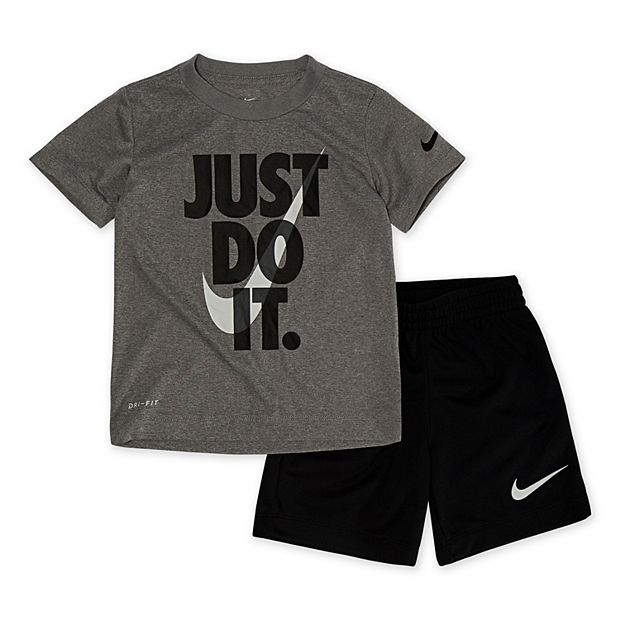 Nike Dri Fit Black Graphic Just Do It Short Sleeve T Shirt Boys