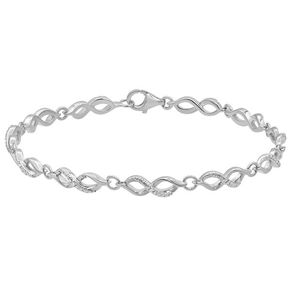 Sterling Silver Diamond Accent Infinity Link Bracelet