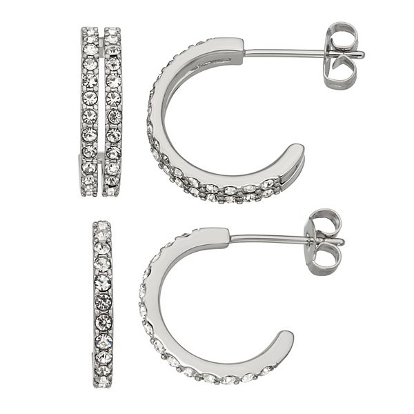 Chrystina Crystal Hoop & Double Hoop Earring Set