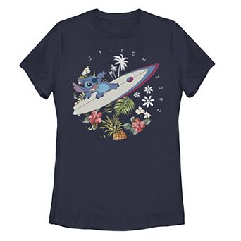 Disney's Lilo & Stitch Juniors' Surfing Tropical Circle Portrait Tee