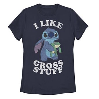 Disney's Lilo & Stitch "I Like Gross Stuff" Stitch And Frog Juniors' Tee