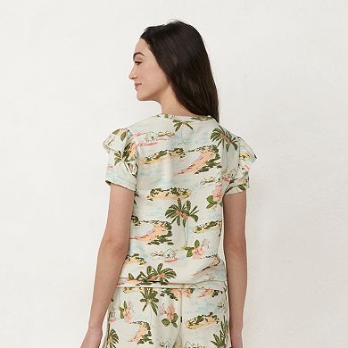 Women's LC Lauren Conrad Ruffled Puff Sleeve Top