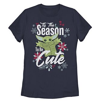 Juniors' Star Wars The Mandalorian Christmas Tis The Season To Be Cute Tee