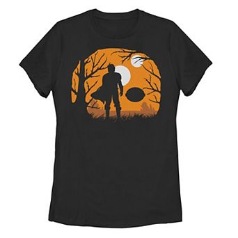 Juniors' Star Wars The Mandalorian Halloween Moons Silhouette Tee