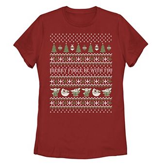 Juniors' Star Wars The Mandalorian The Child Ugly Christmas Tee