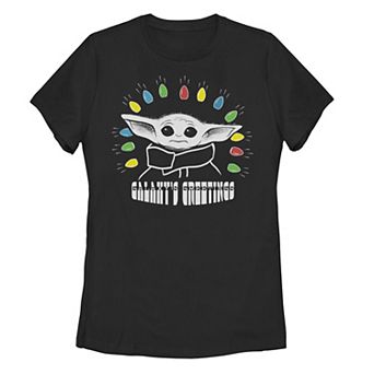 Juniors' Star Wars The Mandalorian The Child Christmas Lights Tee