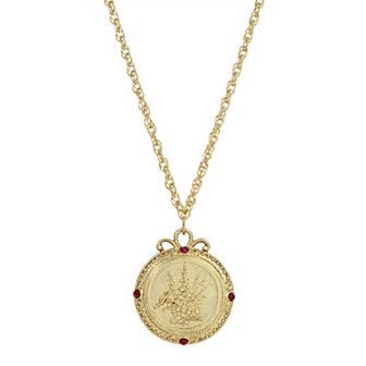 1928 Gold Tone Flower of the Month Pendant Necklace