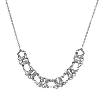 1928 Silver Tone Multi-Cat Chain Frontal Necklace