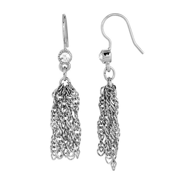 1928 Silver Tone Tassel Earrings