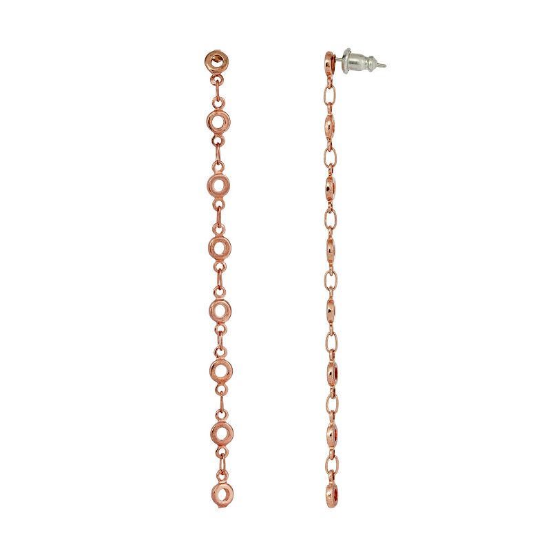 1928 Gold Tone Linear Chain Earrings, Womens, Pink