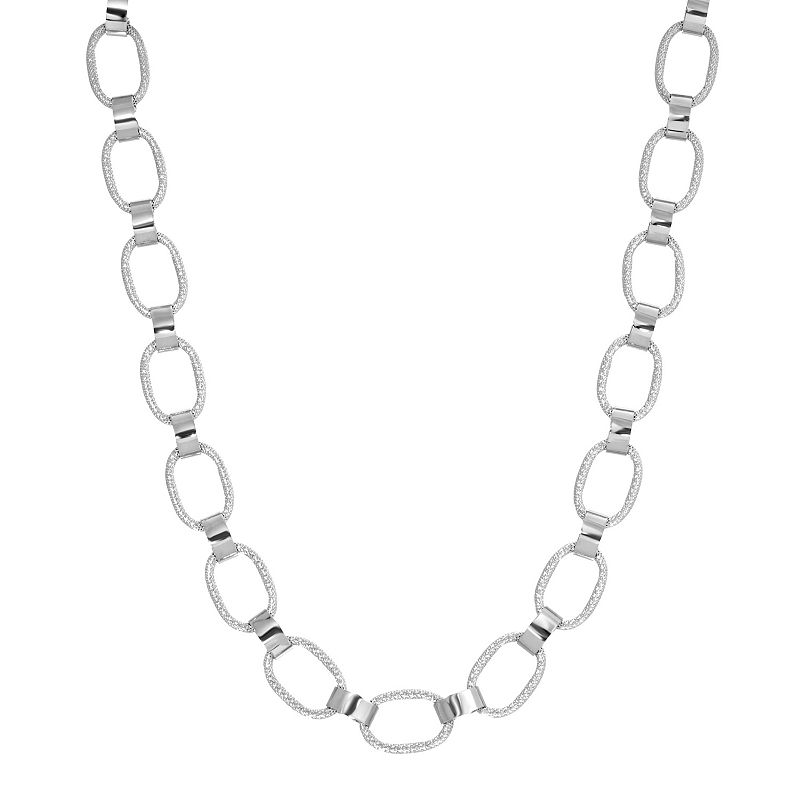 1928 Silver Tone Shimmer Link Necklace, Womens, Grey